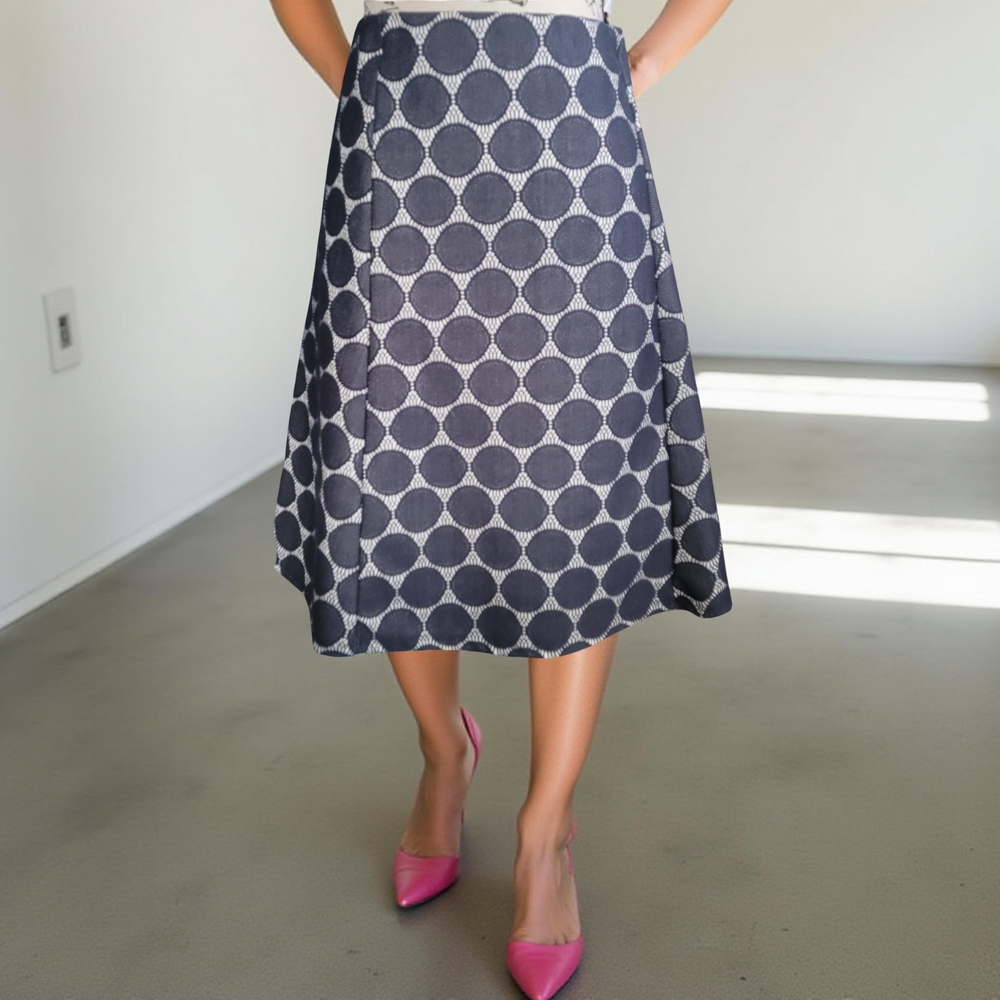 Renee C. Navy and White A-Line Skirt